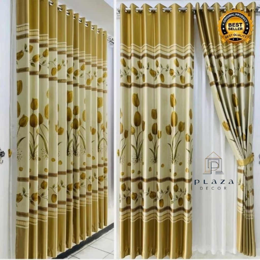 Gorden jendela panjang gorden jendela dan pintu kamar gorden blackout tebal motif bunga tulip