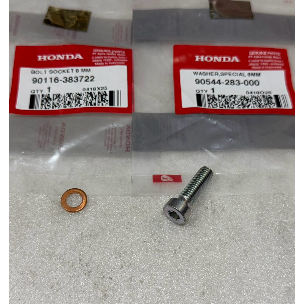 Baut L6 + Ring Suling Shock Depan Bawah CB/CBR150 SupraGTR MegaPro Ori AHM 90116383722