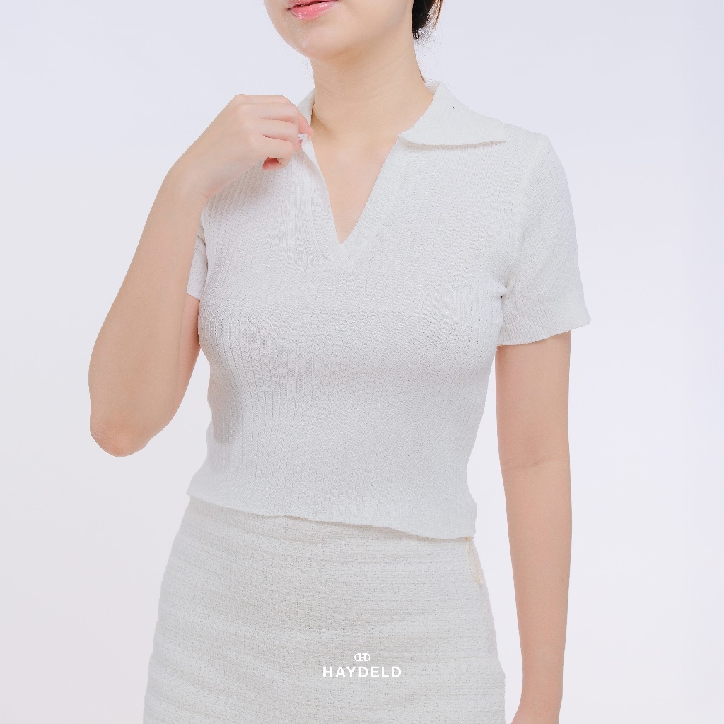 V-Neck Polo Shirt | Burvik Knit Top | Kemeja V-Neck Wanita | HAYDELD