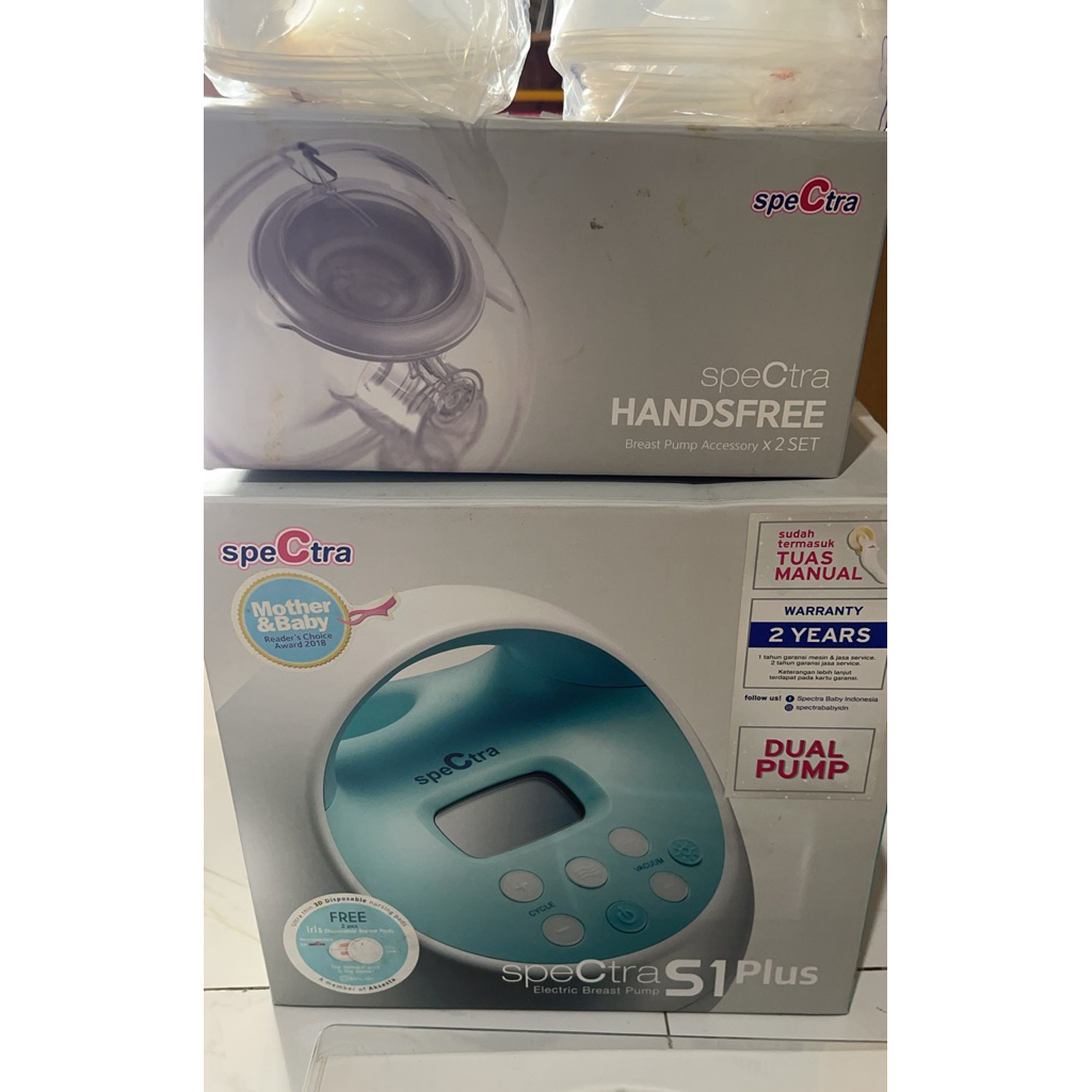 bekas SpeCtra S1plus & SpeCtra Breast apump accessory x2set plus bonus cooler box