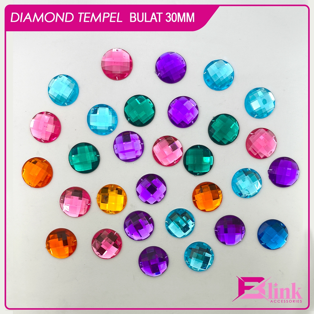 [10PCS] Diamond Bulat 30mm , Permata Tempel Payet