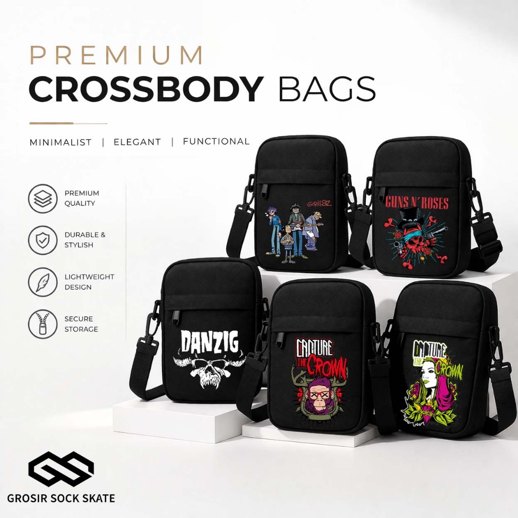 Amuzzz12 Tas Selempang Pria Simple Keren Kanvas Premium Tali Adjustable