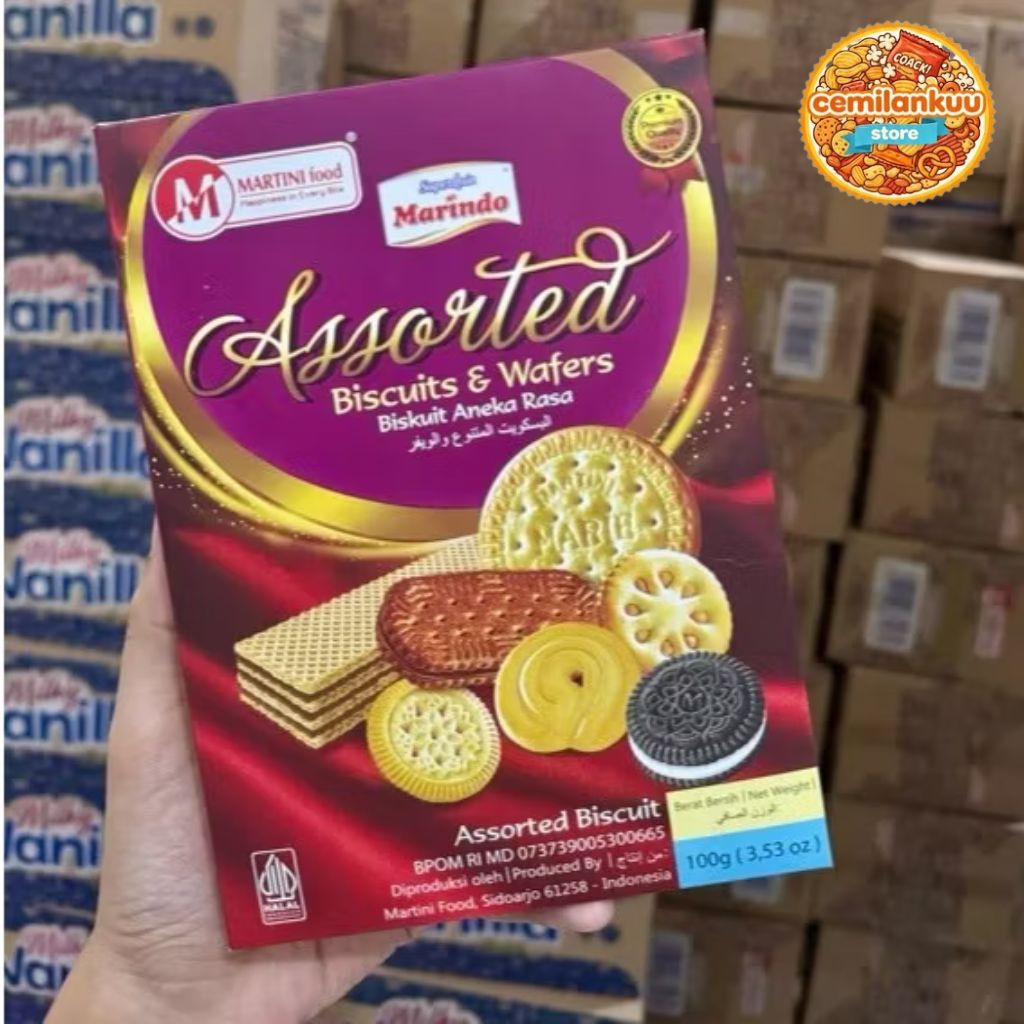 Marindo Assorted Biscuit Pack 100 gr 1 dus isi 24 pack snack hajatan hampers