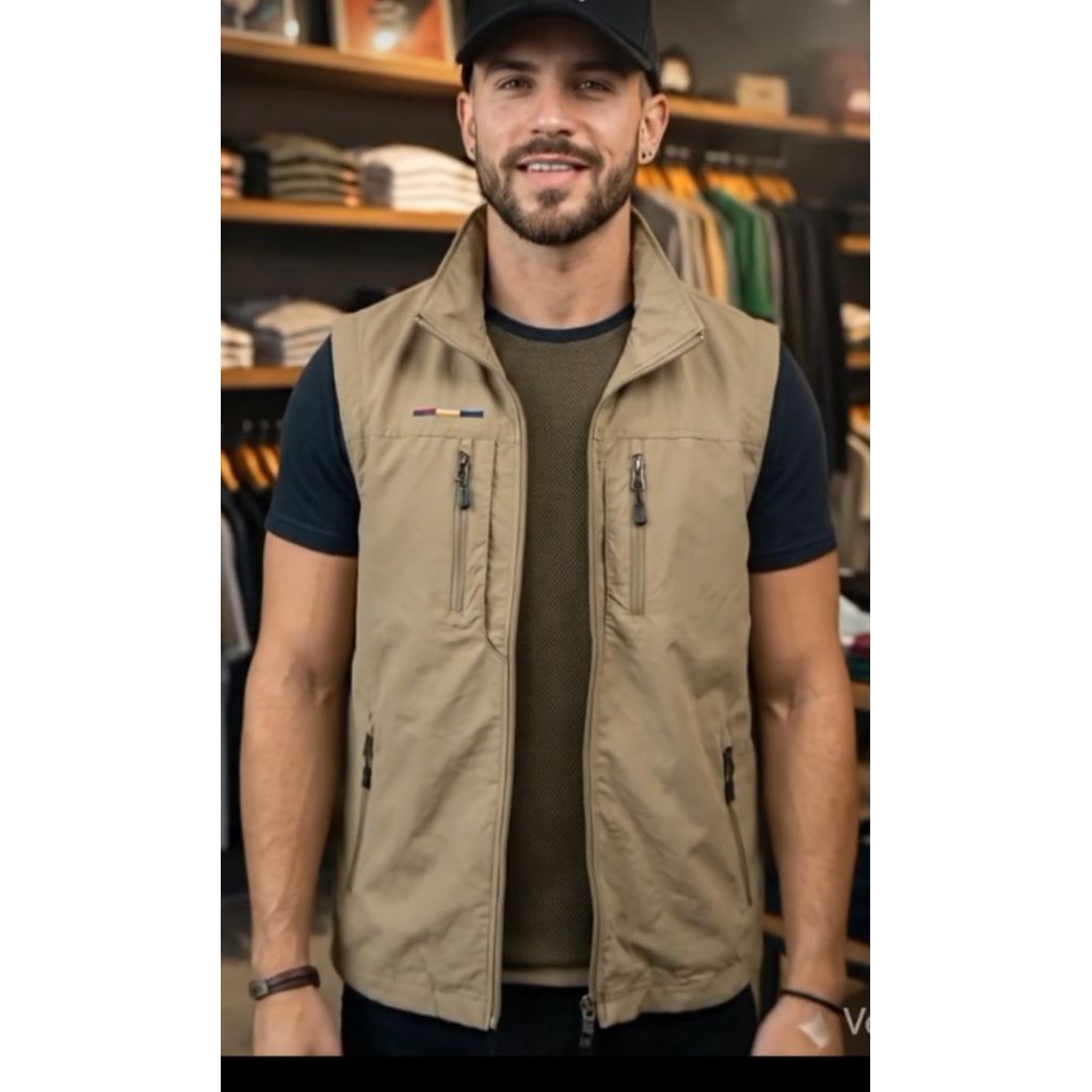 Jaket rompi polos pria wanita/rompi motor/rompi lapangan/4 saku luar 1 saku dalam