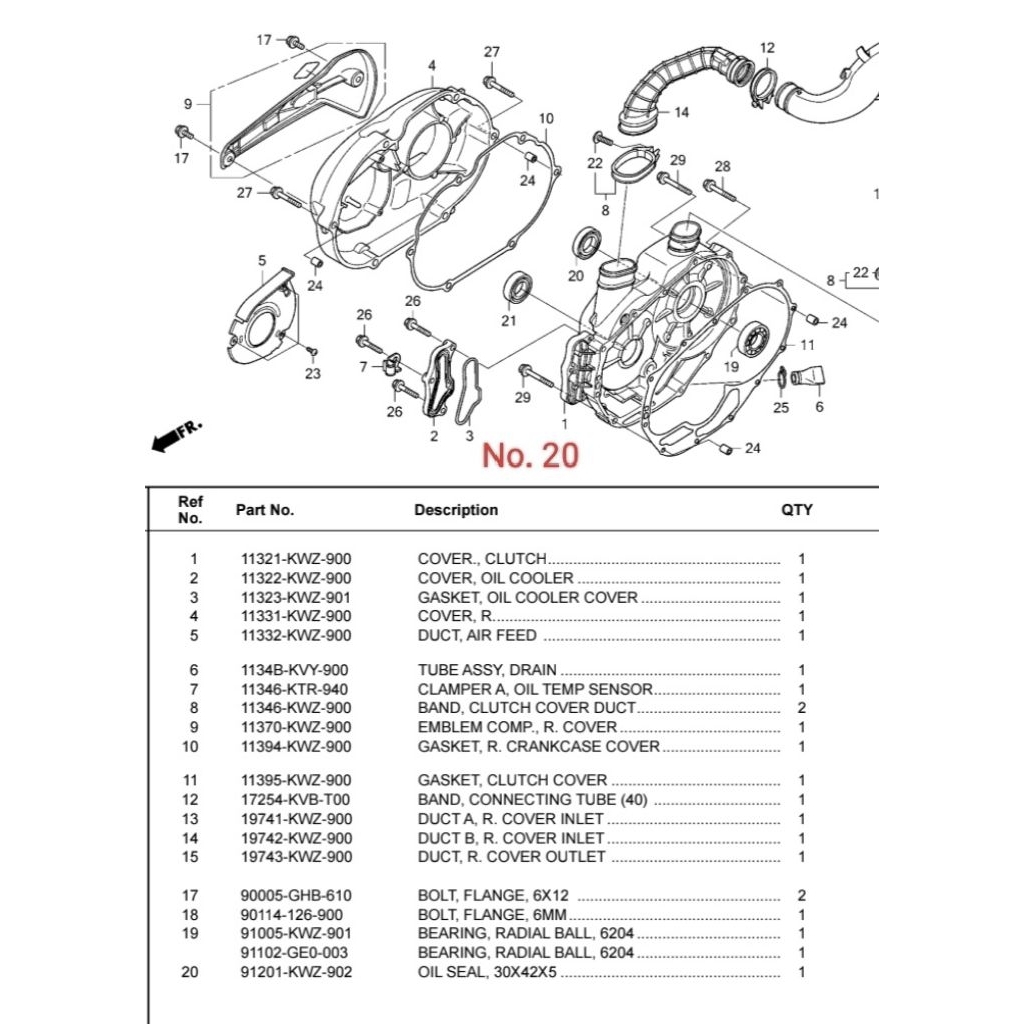 Oil seal 30x42x5 untuk motor Revo 110cc AT number part 91201KWZ902
