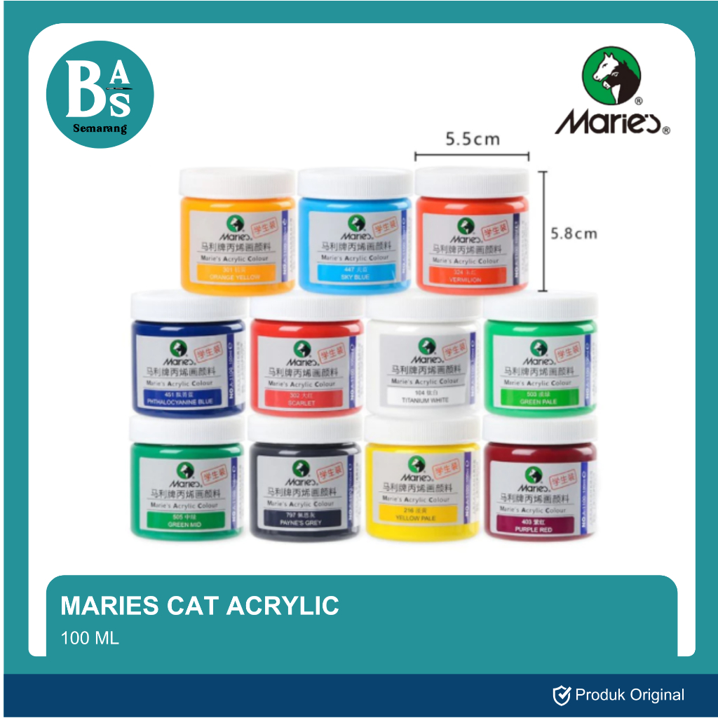Maries Cat Akrilik 100ml - Acrylic Paint 26 Warna Lengkap - BAS Semarang