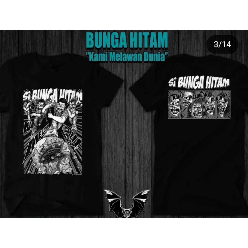 Kaos Bunga Hitam