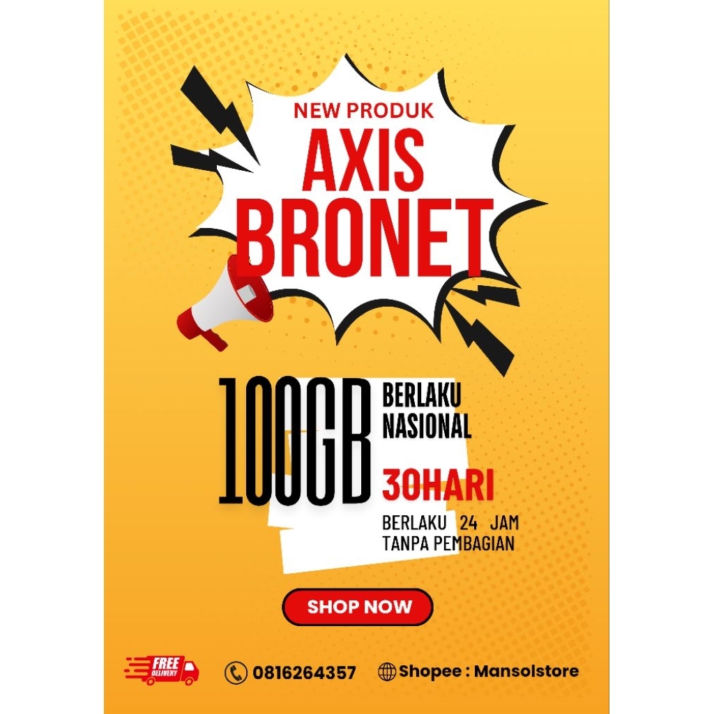 voucher paket data axis 100GB 30 Hari / kuota internet axis