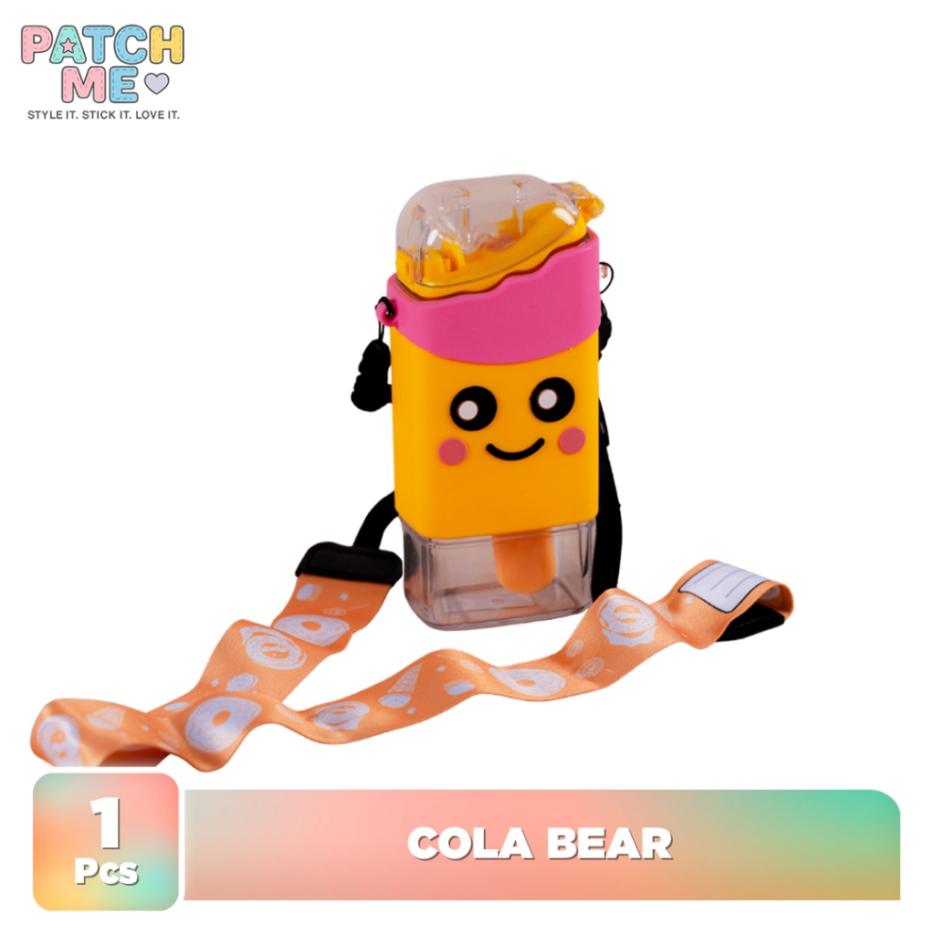 PATCH ME - Botol Minum Anak Cola Bear Lucu Tumbler Karakter dengan Tali 300ml