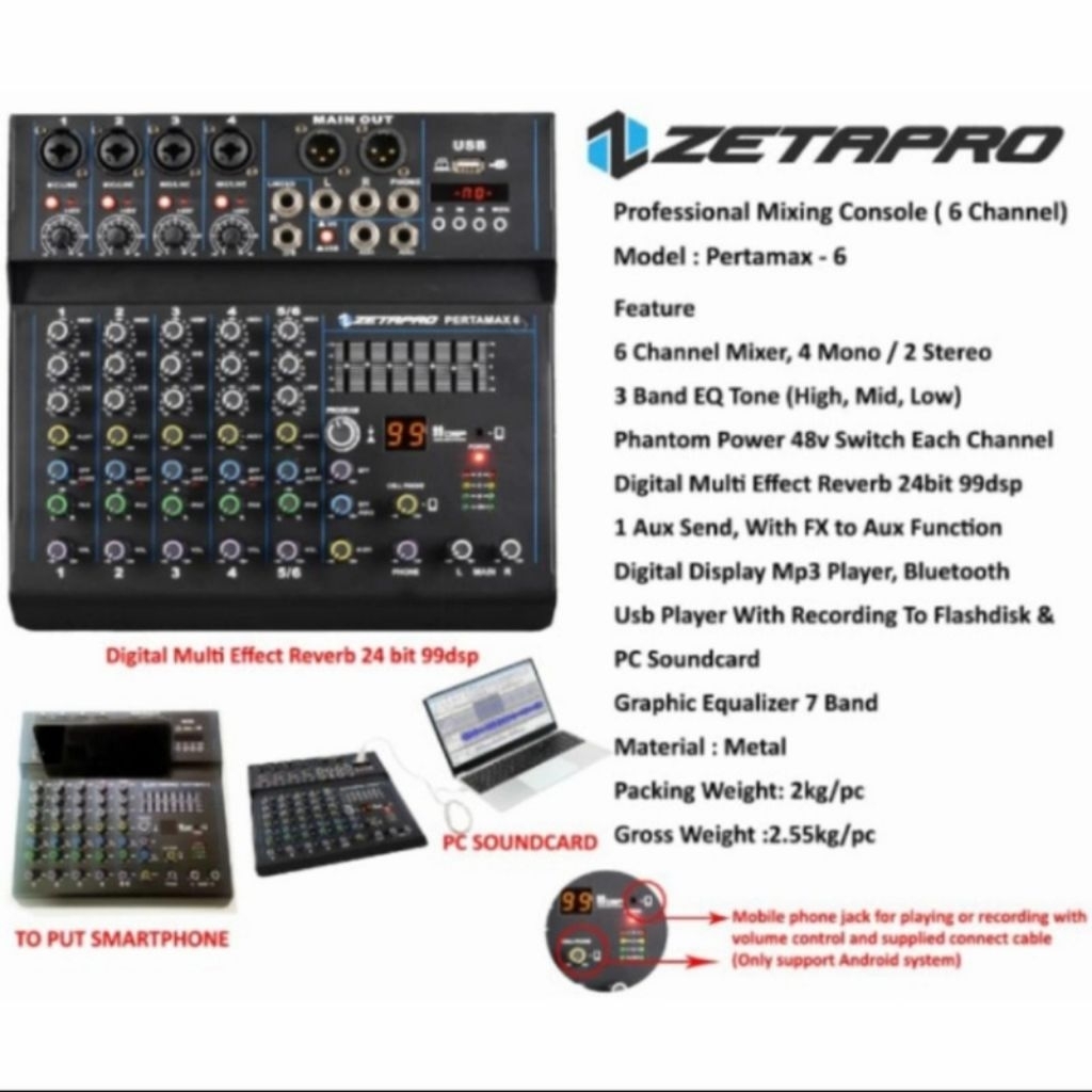 Mixer Audio 6 Channel Zetapro Pertamax 6