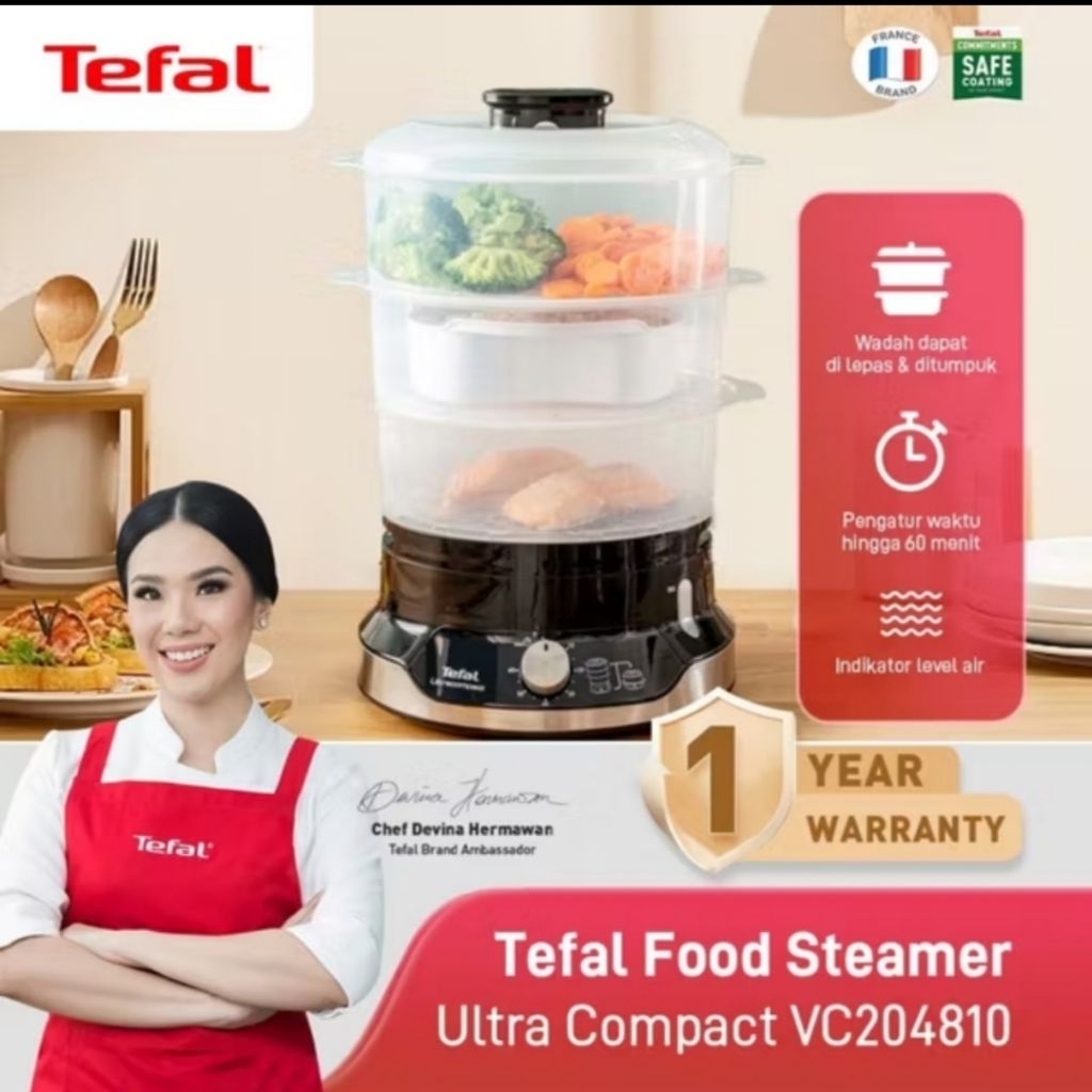 Tefal food steamer ultra compact VC204810 BPA free / pengukus / tefal