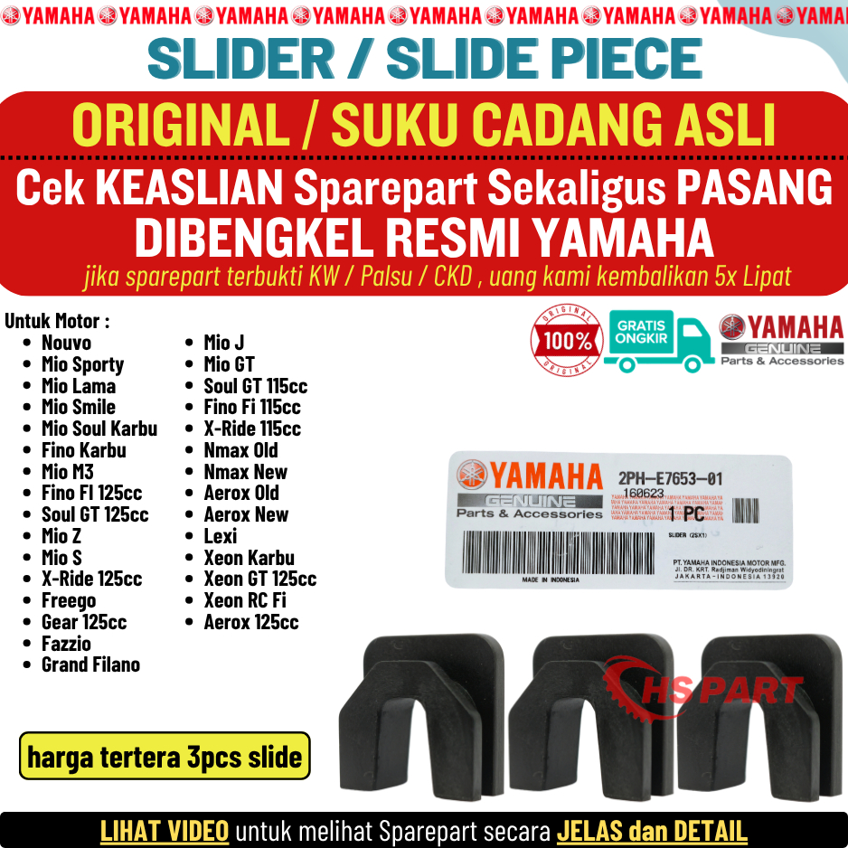 Slide Piece Slider Mio J Mio GT Soul GT Xride Fino Fi 115 Original Yamaha 100%
