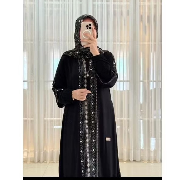 Gamis Nadhefa, set hijab Hitam mandiri, by nadhefa store