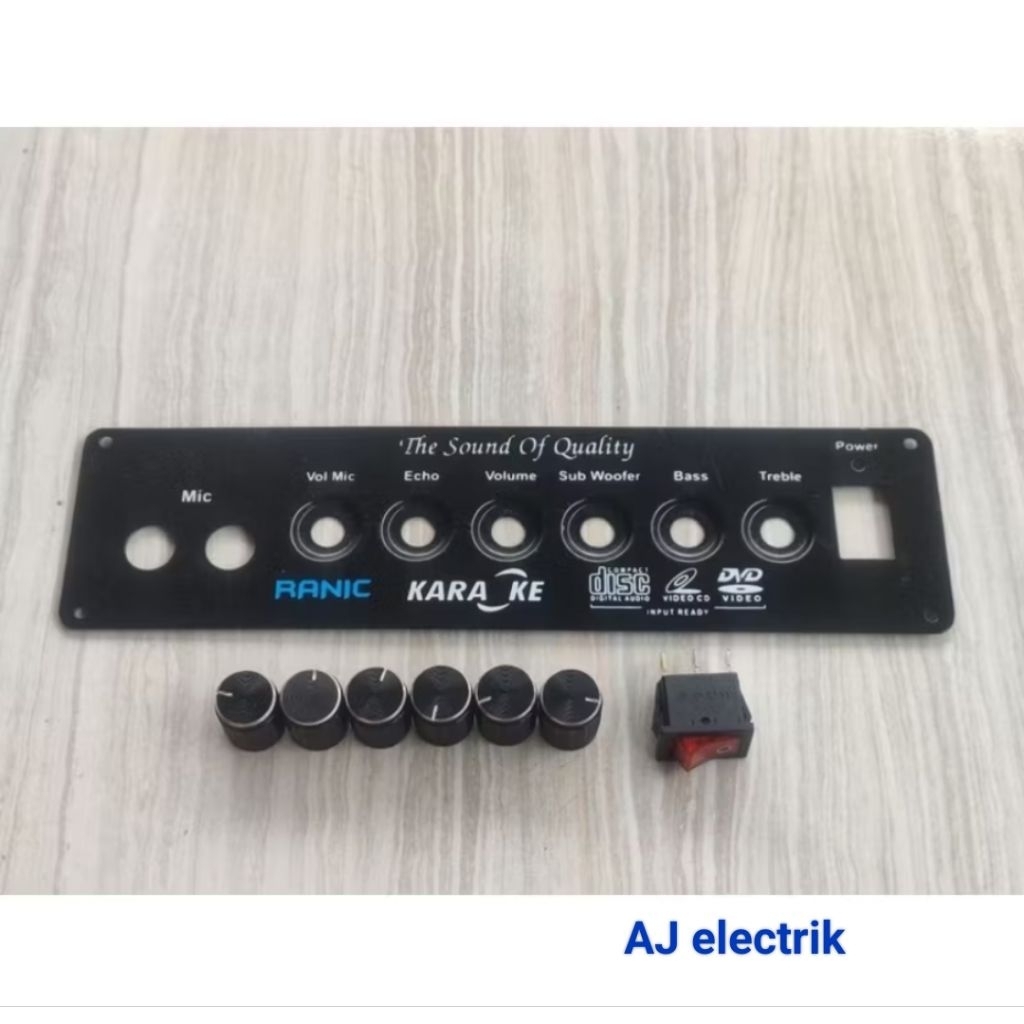 Panel Speaker Aktif Besi 6 Lubang Plus Knop Alumunium dan Saklar