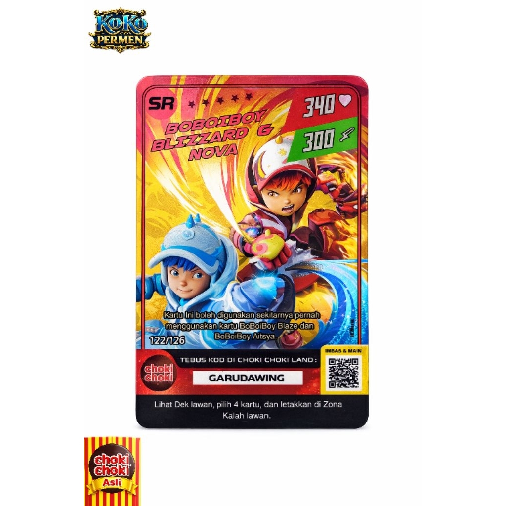 Kartu SR Boboiboy Blizzard & Nova 10 Kartu Asli Choki Choki