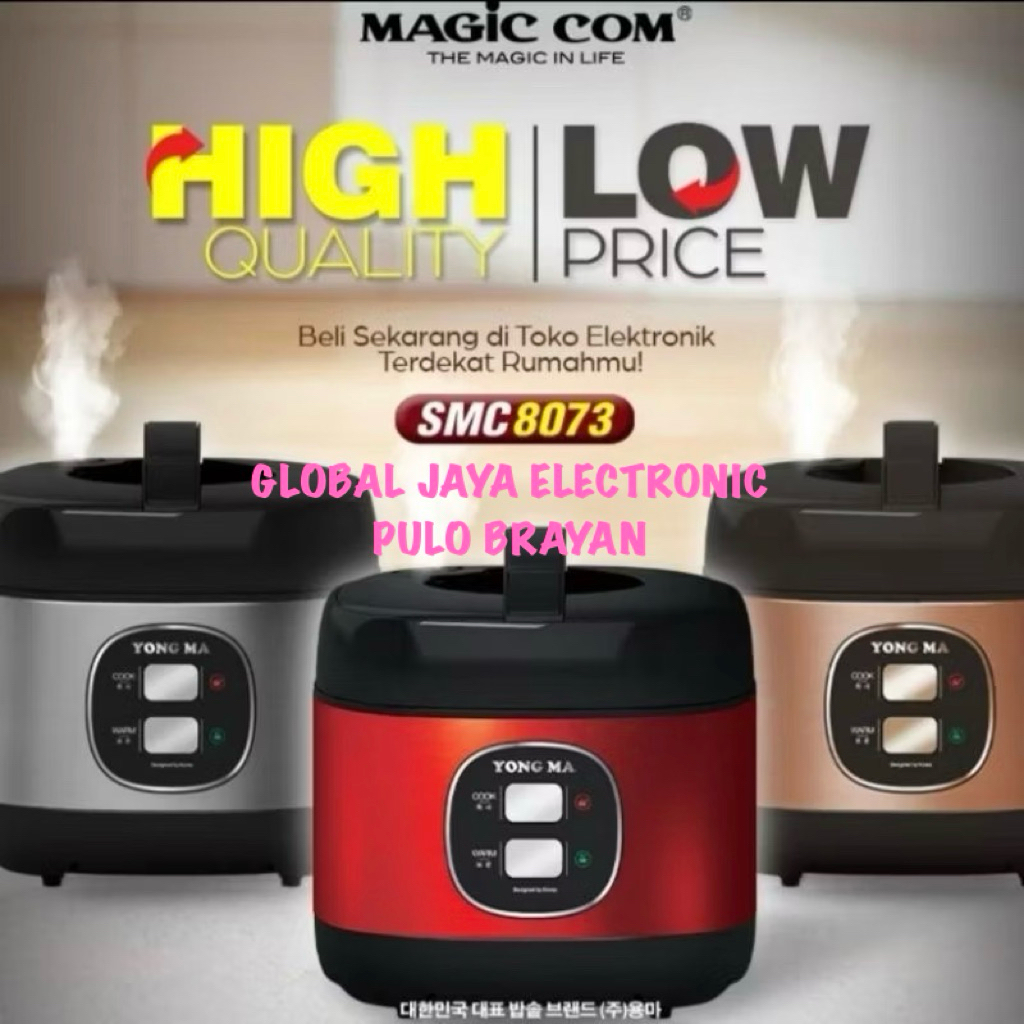 MEDAN ONLY magic com penanak nasi listrik YONGMA SMC 8073 kapasitas 2L 3D heating, body stainless