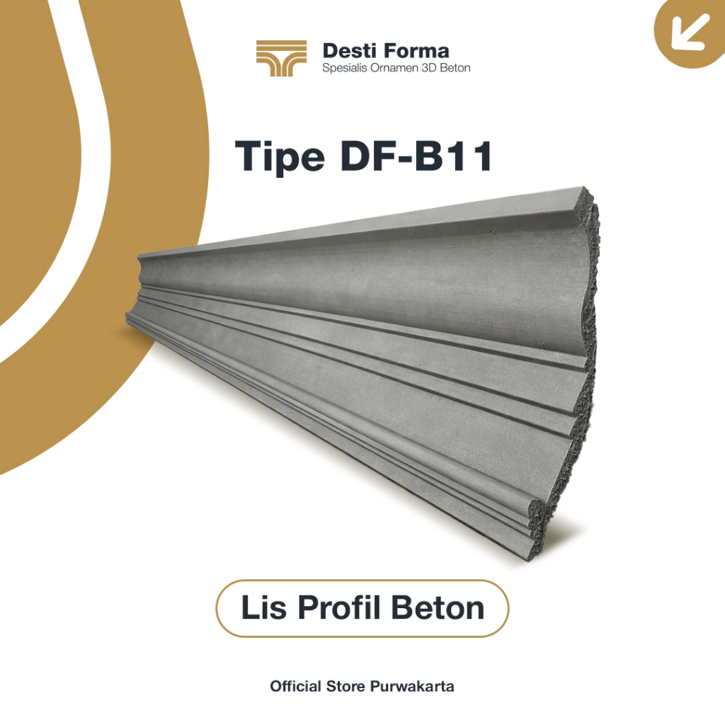 Lis profil beton Tipe DF-B11 | Lis beton tempel Atap Fasad Rumah Klasik & Modern