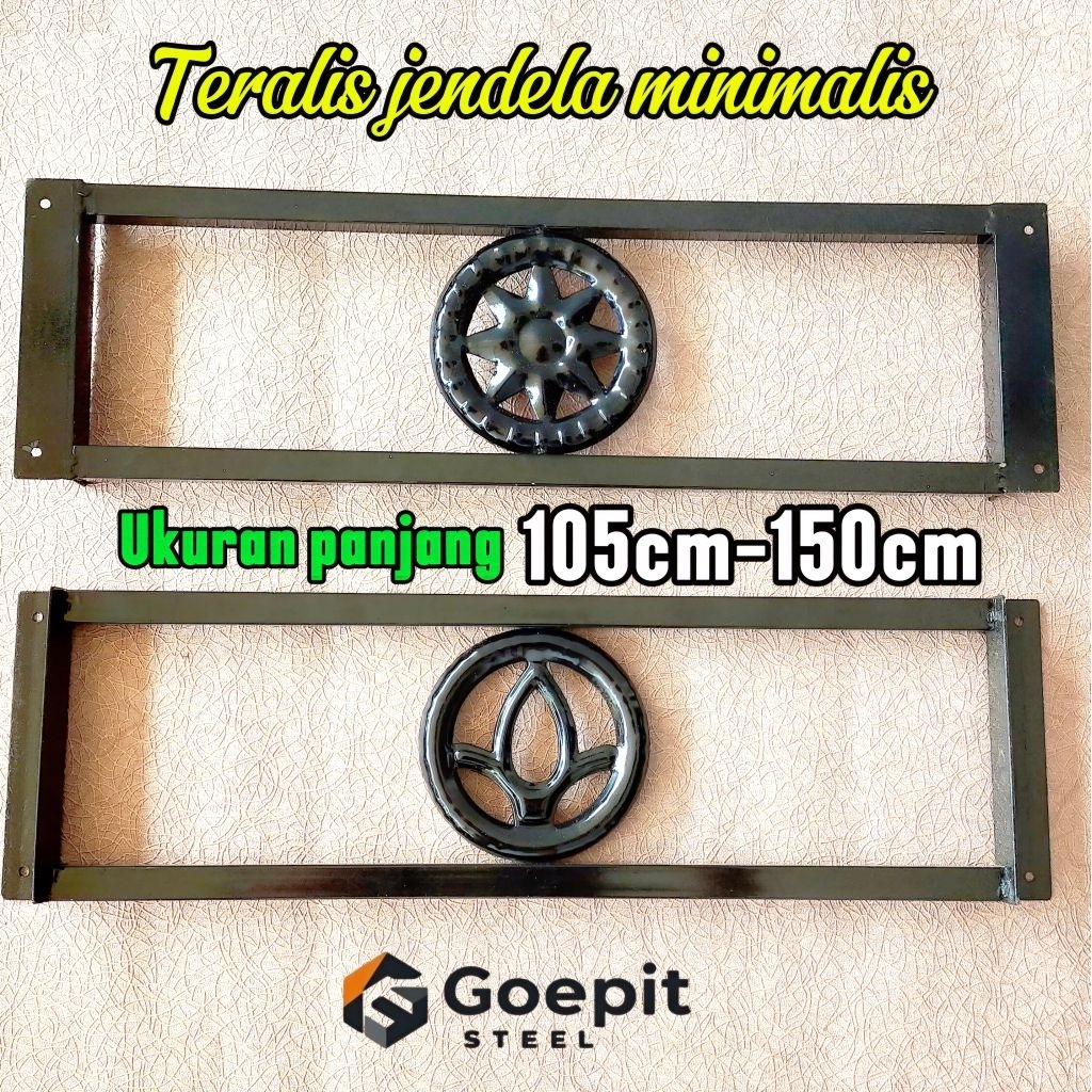 Teralis tralis jendela minimalis motif, Ukuran panjang 105cm-150cm,Bahan besi hollow galvanis anti k