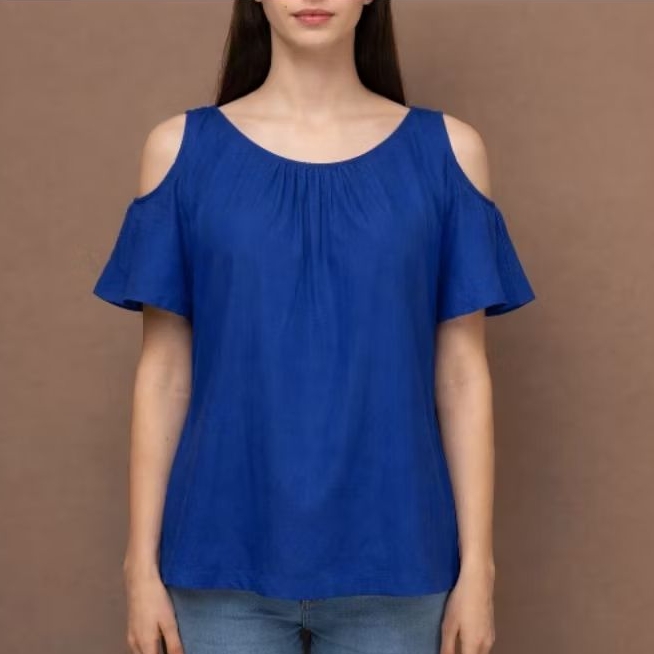 BAJU ATASAN WANITA BAHAN SIFON LENGAN BAHU BOLONG