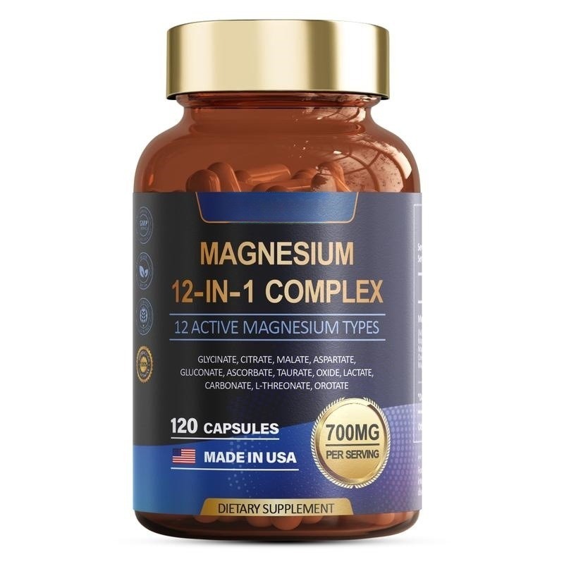 Magnesium 12-in-1 Complex Original USA - 12 Jenis Magnesium Aktif 700mg(120 Kapsul)