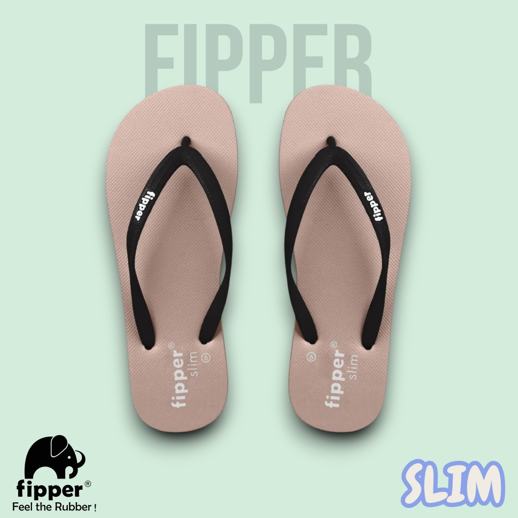 FIPPER - SLIM Beige / Black - Sandal Jepit Wanita
