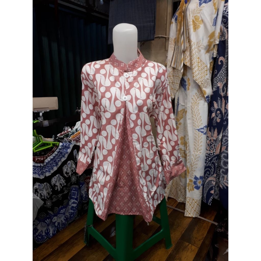 Blus Batik Wanita Modern, Blus Kerja wanita motif bolero warna pink