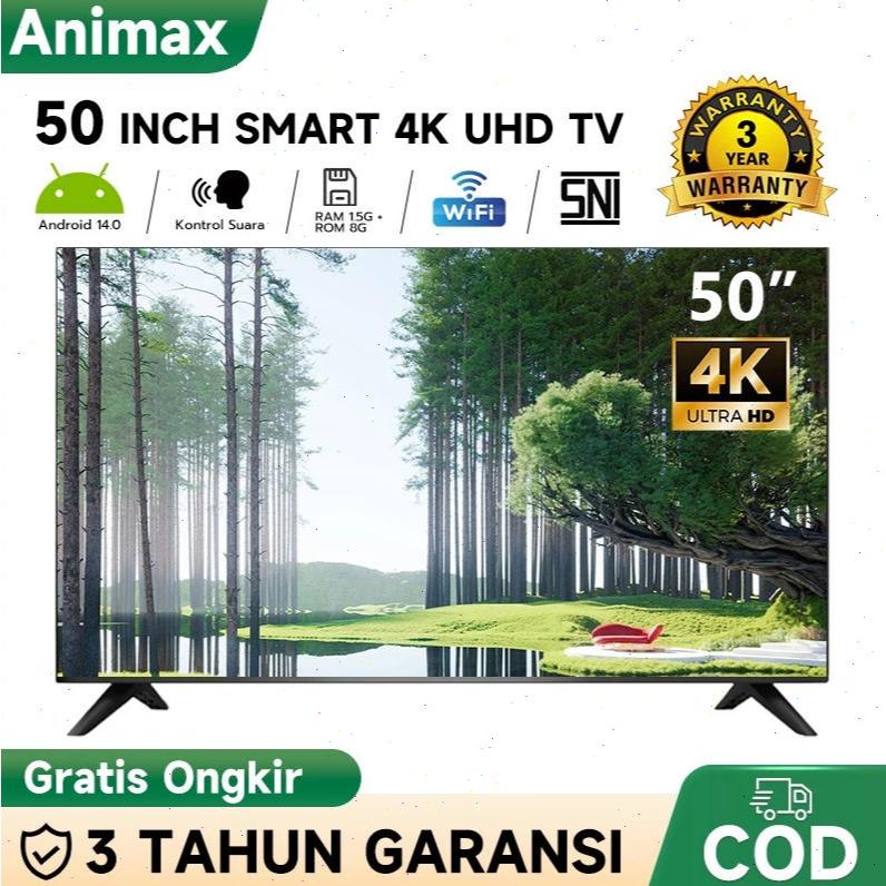 Animax Sakura TV LED 50/55/65 inch smart Android TV Digital 4K UHD Televisi Voice Control-Dolby Audi