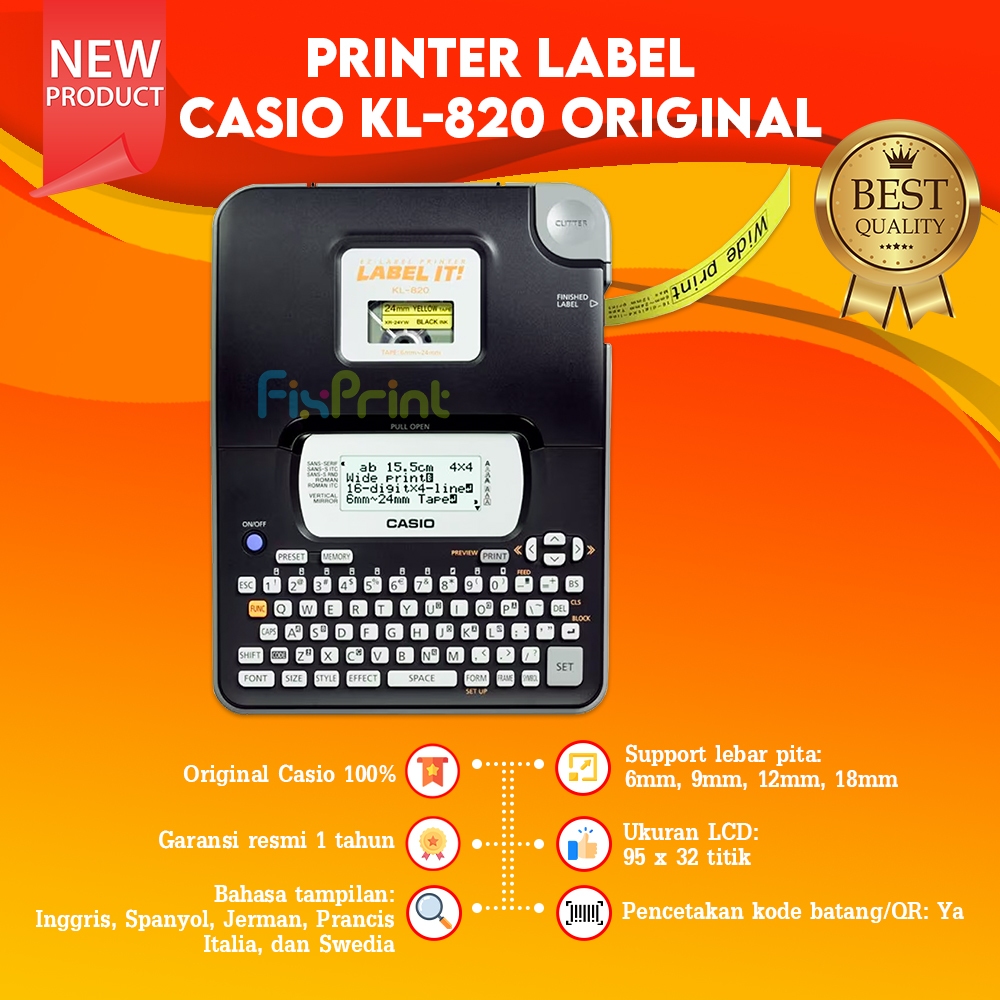 Casio Label Printer KL-820 Label Maker Mesin Labeling Printer Original Printer Label Casio KL-130 KL