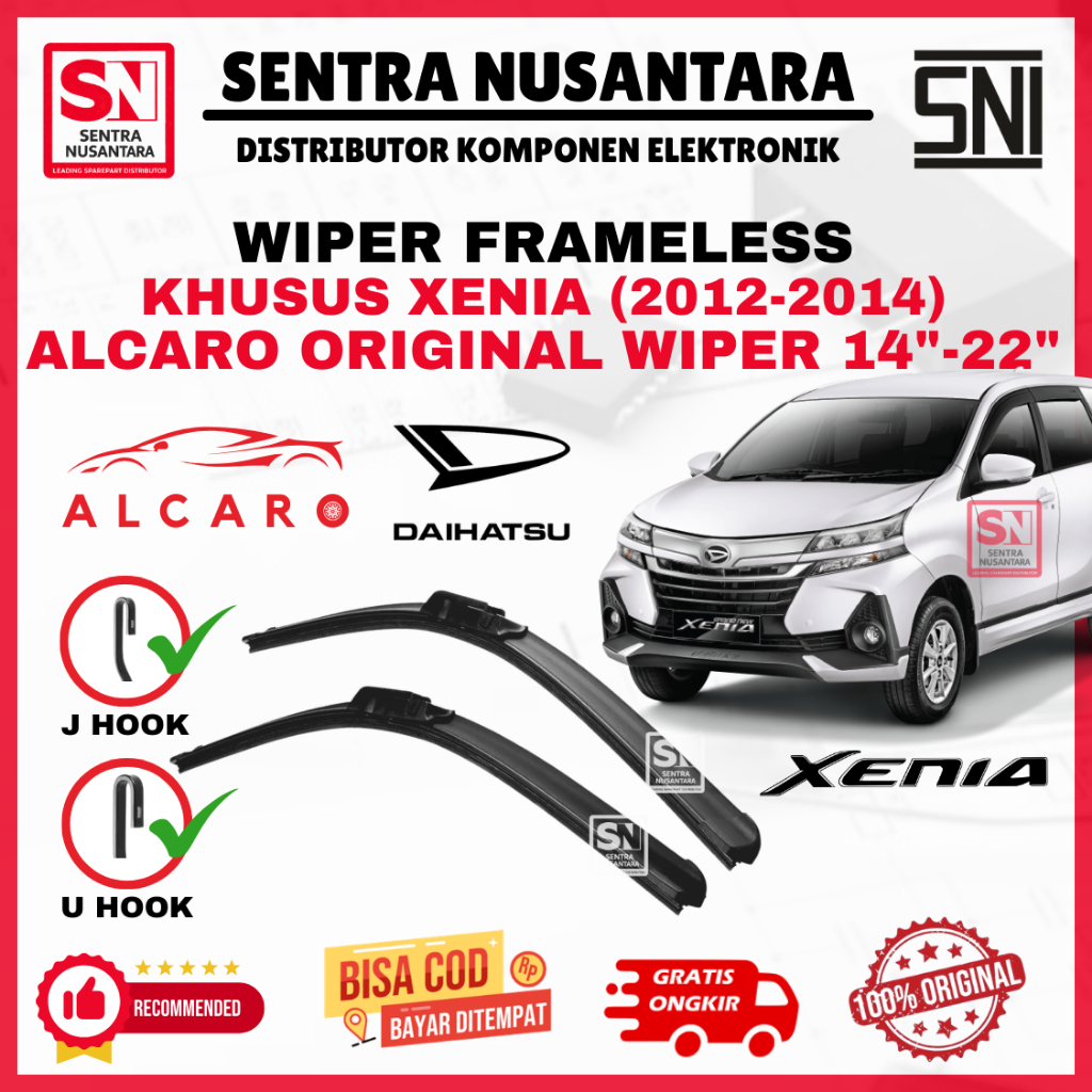 Wiper Mobil Daihatsu Xenia (2012-2014) ALCARO ORIGINAL | Wiper Kaca Mobil Daihatsu Xenia Model Frame