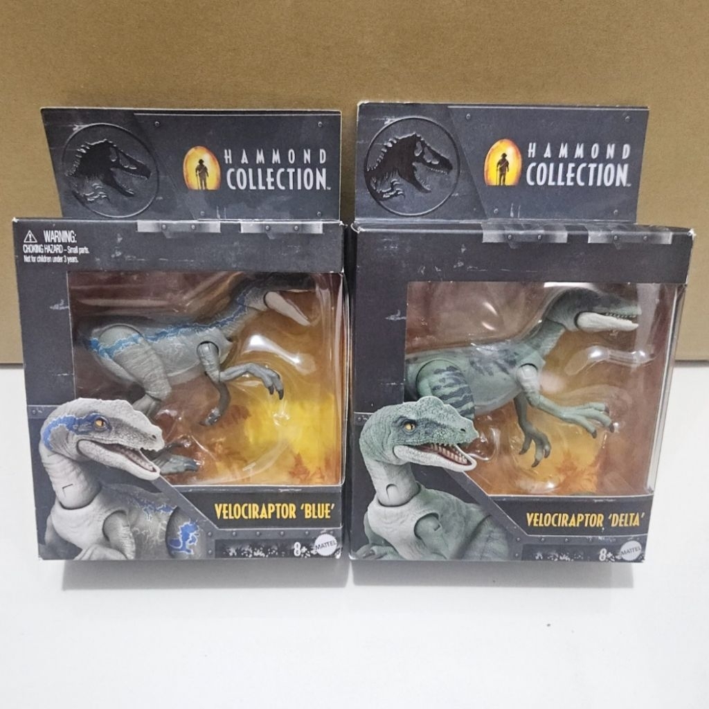 Mattel Jurassic World Hammond Collection Blue & Delta Velociraptor
