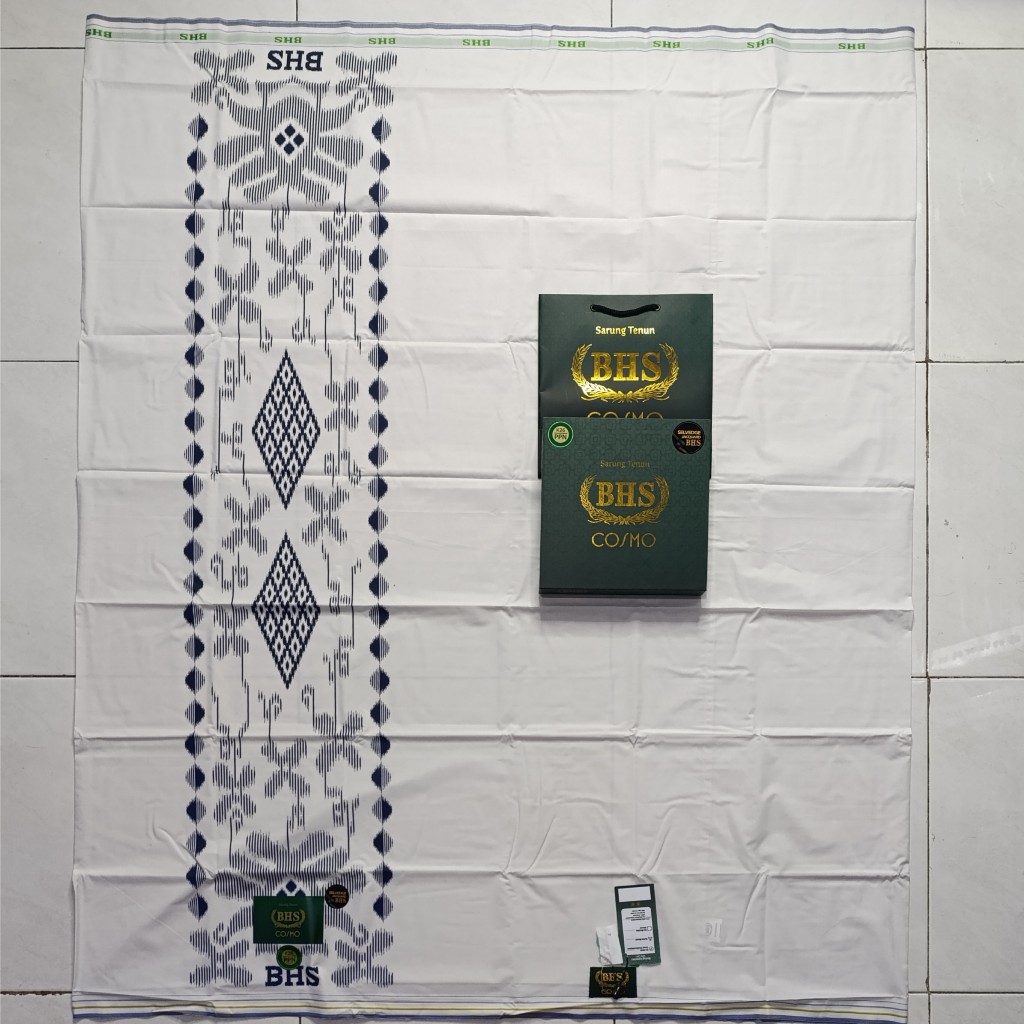 Sarung BHS Cosmo Gold Putih Polos Original Mewah Berkualitas