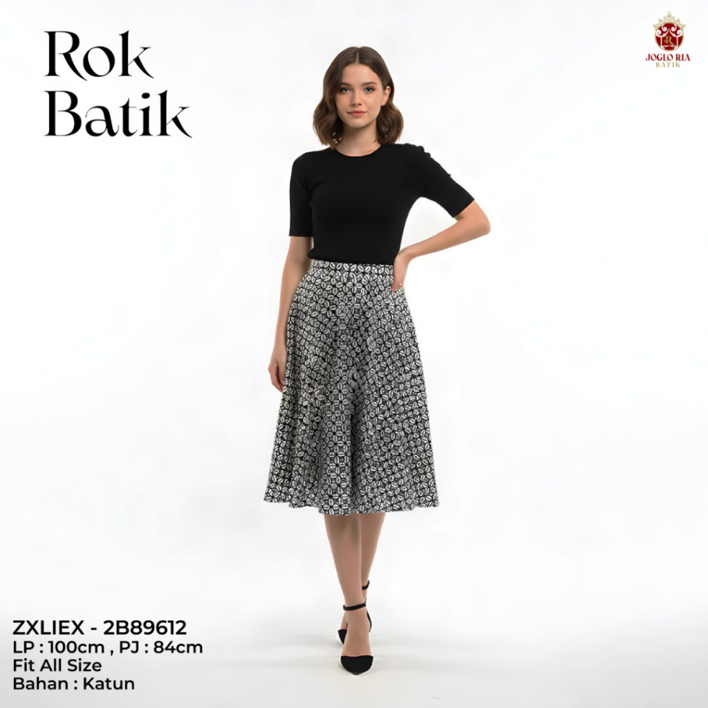 Rok Batik Pendek Wanita A-Line Katun Premium - Rok Katun Etnik Premium Kekinian Ria Kencana