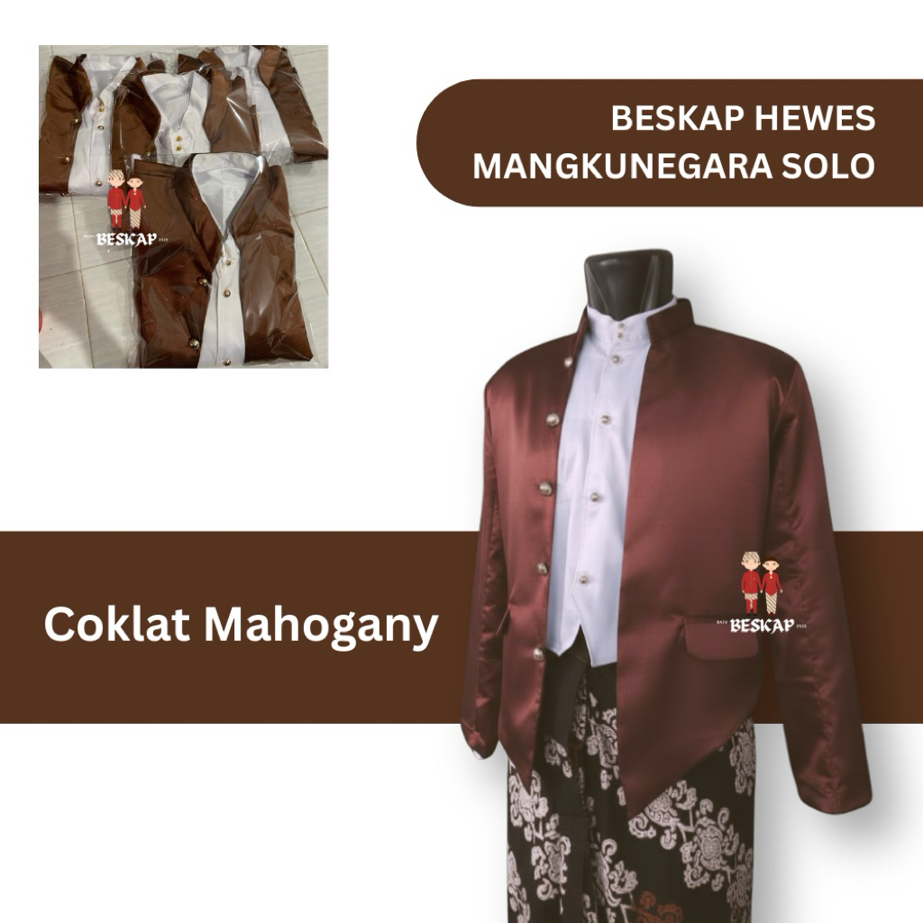 Beskap Solo Hewes Mangkunegara Mahogany + Rompi