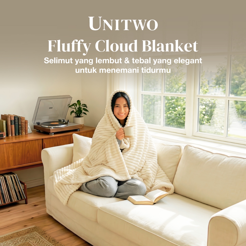 UNITWO - FLUFFY CLOUD BLANKET [BLANKET ONLY] - Selimut Warna Pastel, Estetik, Lembut, Ringan, Cozy