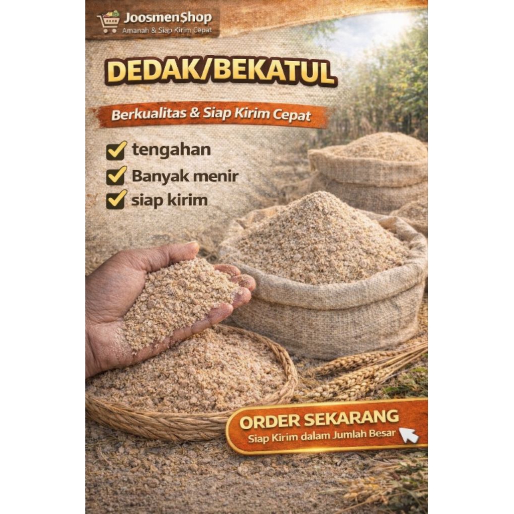 Bekatul Dedak Padi Asli 500g | Katul Dedek banyak menir Pakan Ayam Bebek Ikan Kambing | Dedak Padi M