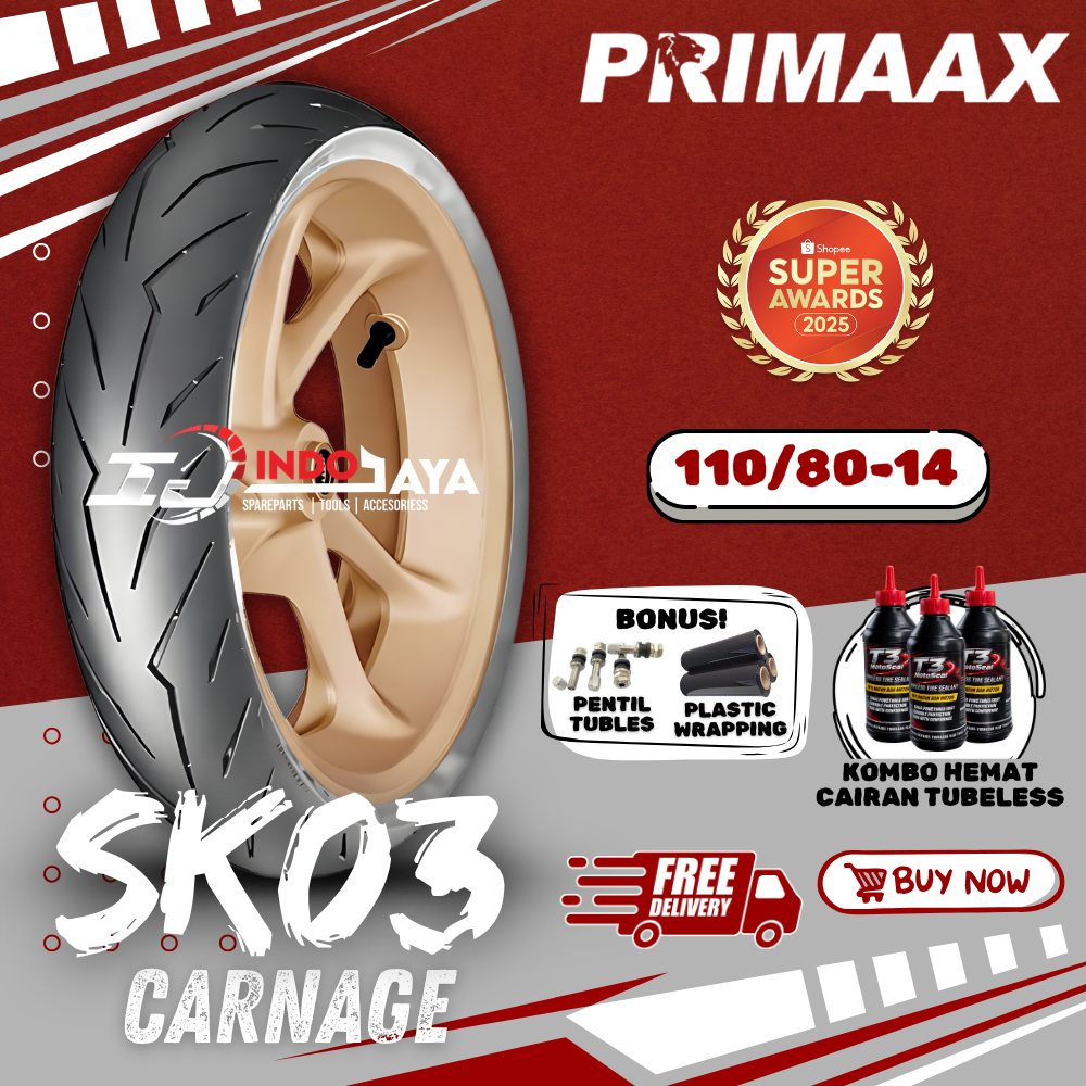 [COD READY] BAN PRIMAAX SK03 RING 14 ( 110/80-14 ) MOTOR MATIC VARIO AEROX XMAX BAN TUBELESS / BAN L