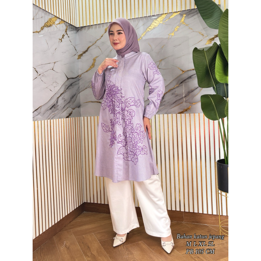 long tunik katun kotak