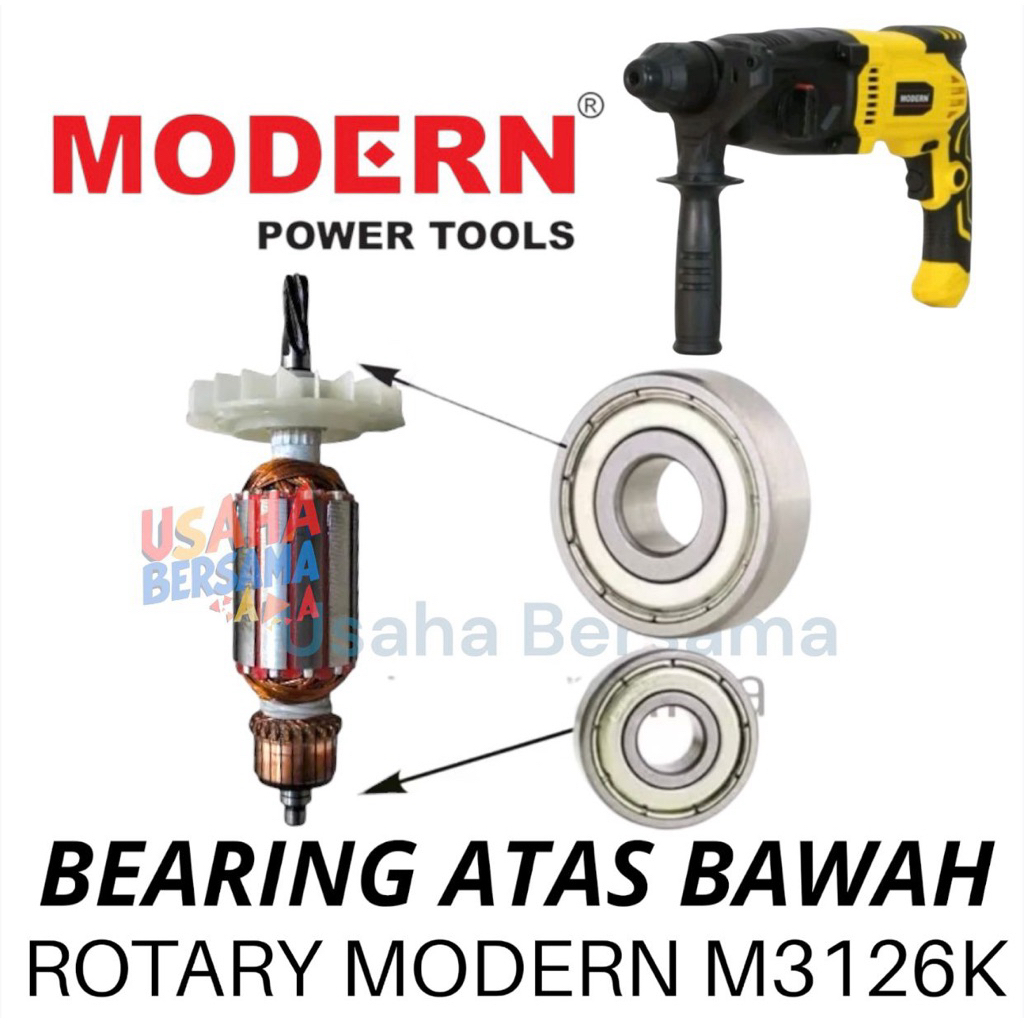 BEARING SET 2 PCS ATAS BAWAH ARMATURE ROTARY HAMMER MODERN M 3126 K KLAHER ATAS BAWAH BOR DRILL MODE