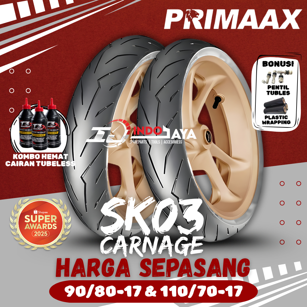 [HARGA SEPASANG] BAN PRIMAAX SK03 RING 17 ( 90/80-17 & 110/70-17 ) MOTOR BEBEK / VEGA JUPITER SATRIA