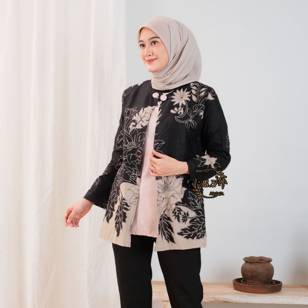 Alf.id Store Atasan Baju Batik Wanita Terbaru, Atasan Batik Bolero, Blus Batik Kerja Wanita, Blus Ba