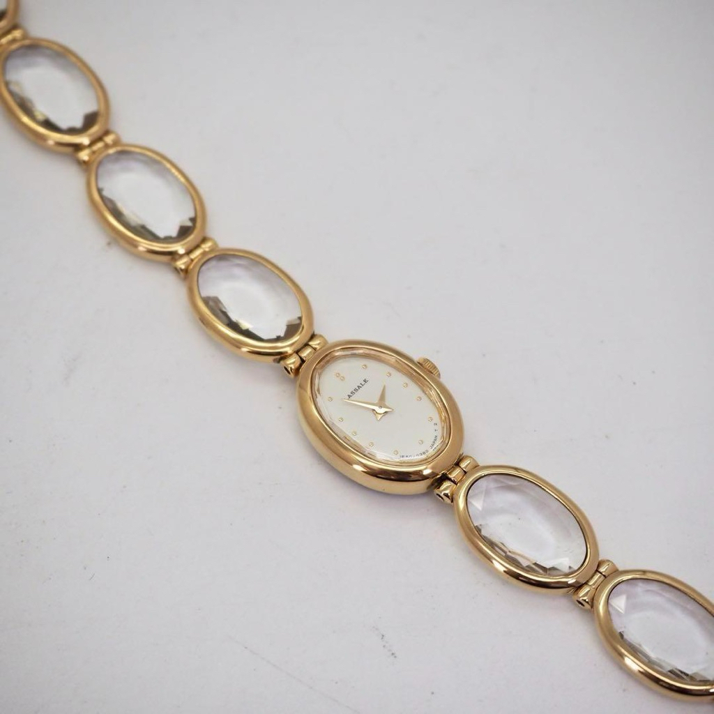 Seiko Lassale Oval Crystal gold watch