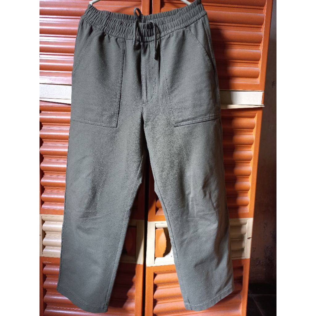 SECOND - WASHED JERSEY ANKLE PANTS - OLIVE