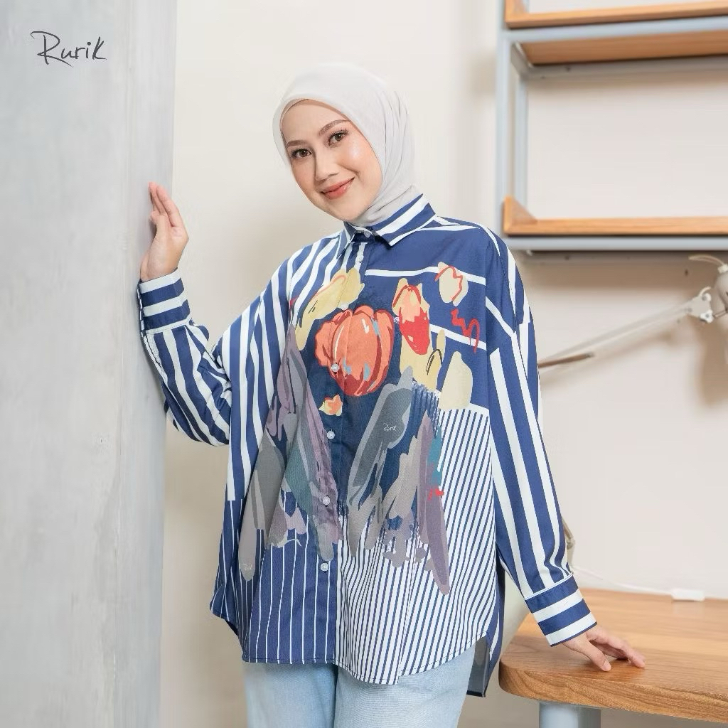 KEMEJA OVERSIZE RURIK  || NOYRA LEVAGA YESIRA NADELINE RURIK || FATARI PRINTING SHIRT || ESCALA PRIN