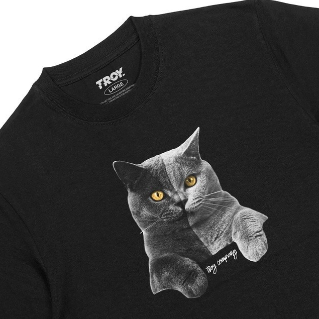 TROY COMPANY Tshirt Black Ibil Cat - Kaos Pria Lengan Pendek Hitam MTD 2172