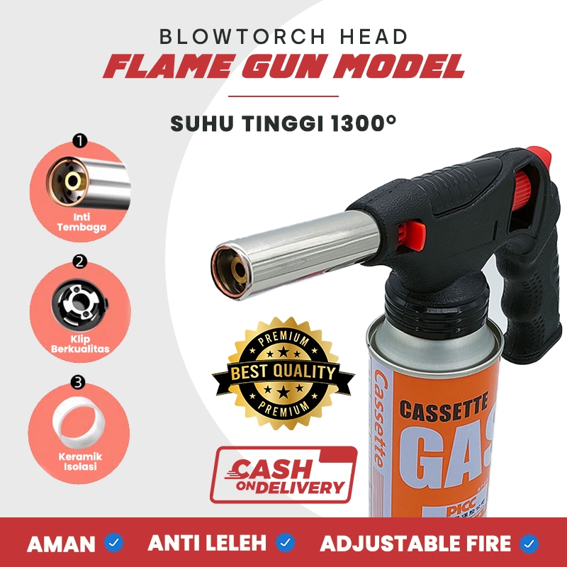Kepala Torch Gas Butane Portabel dengan Suhu Hingga 1300°C/Kepala Gas Blowtorch Portable Las Solderi