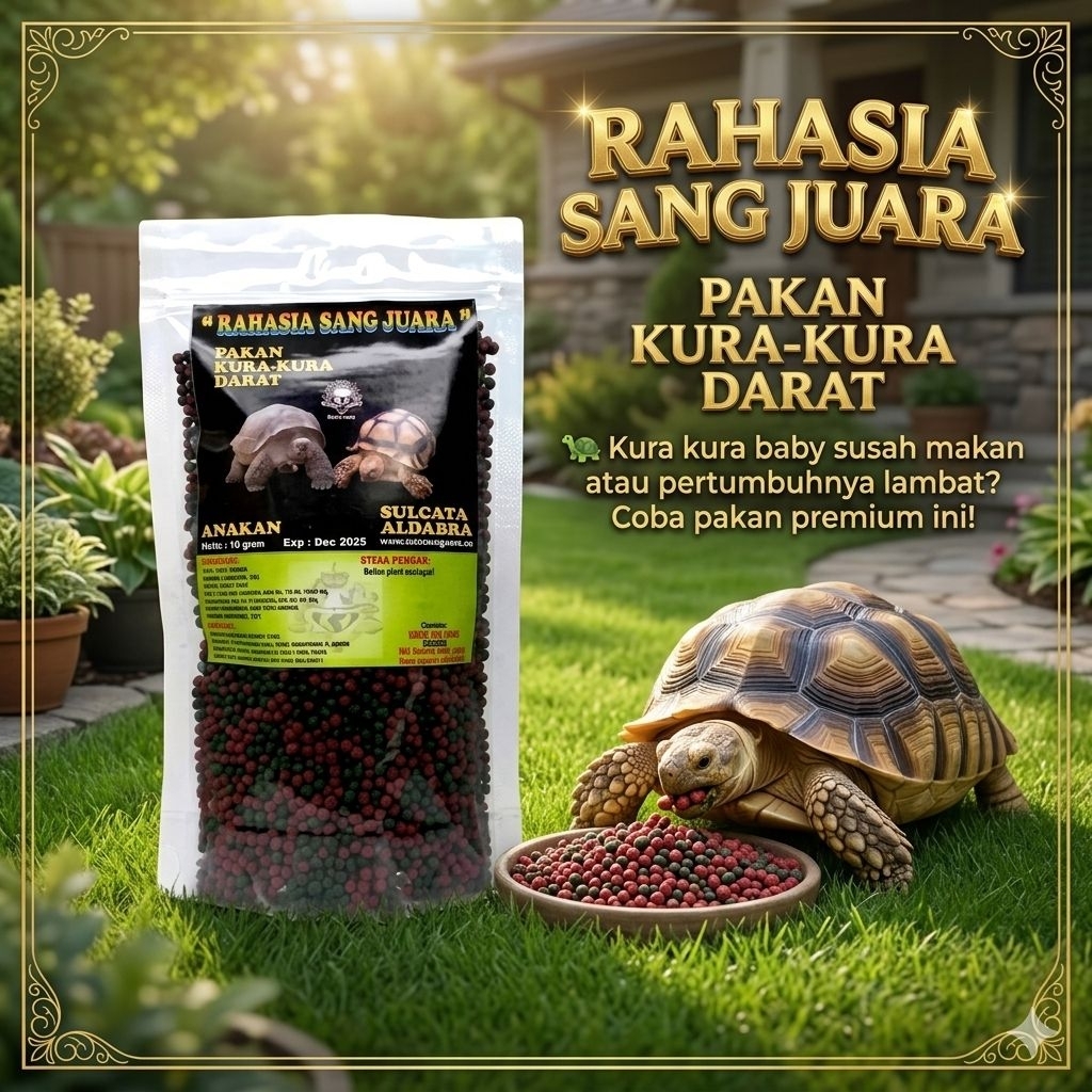 Pelet Kura Kura Darat Baby Premium 100gr — Pakan Sulcata, Hermanni, Indian Star, Pardalis | Nutrisi 