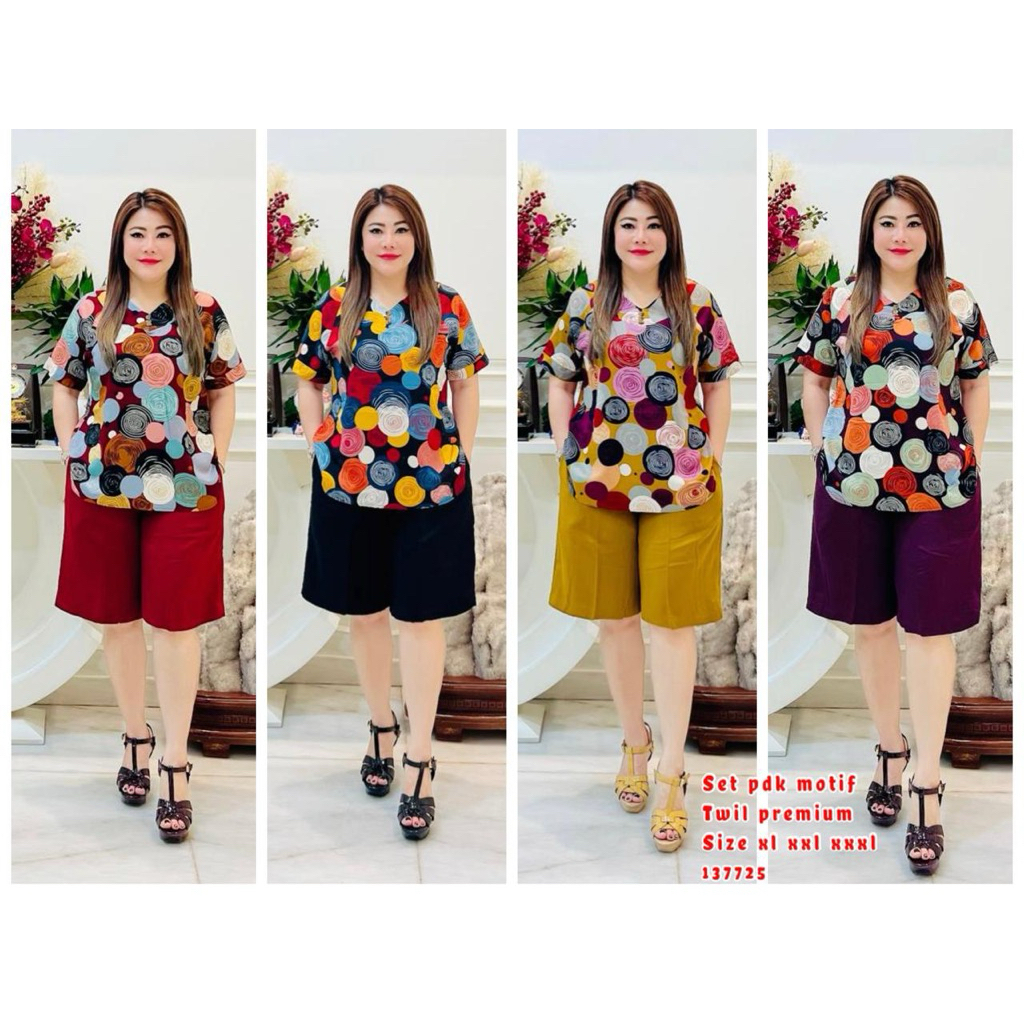 137725 Set Pendek Rayon Twill Premium // Setelan Wanita Rayon Twill Polos Premium // One set Viral K