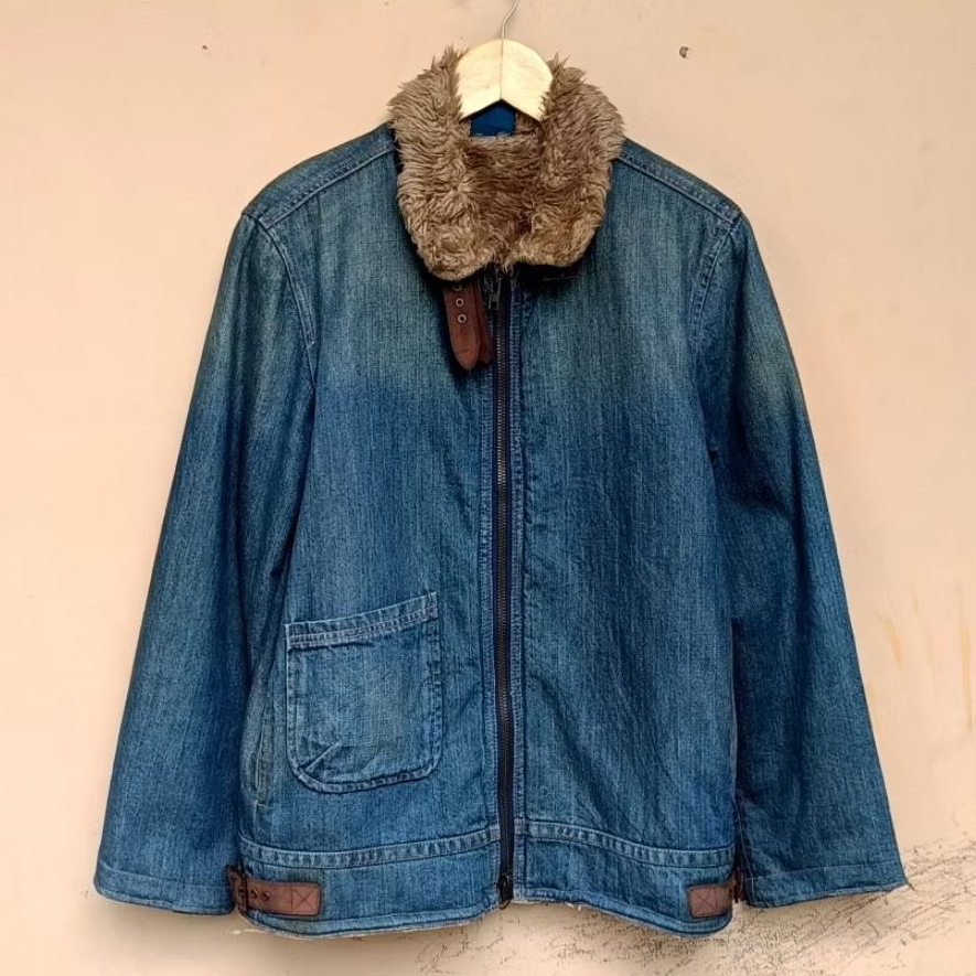 Jacket rageblue denim sherpa aviator military japanese vintage