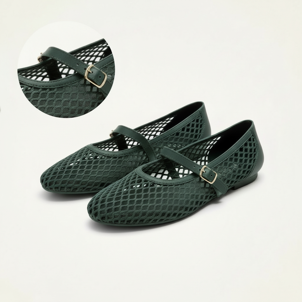 Berrybenka Sofia Mashea Mesh Mary Jane – Sepatu Flat Wanita Jelly Breathable Anti Lecet Tahan Air