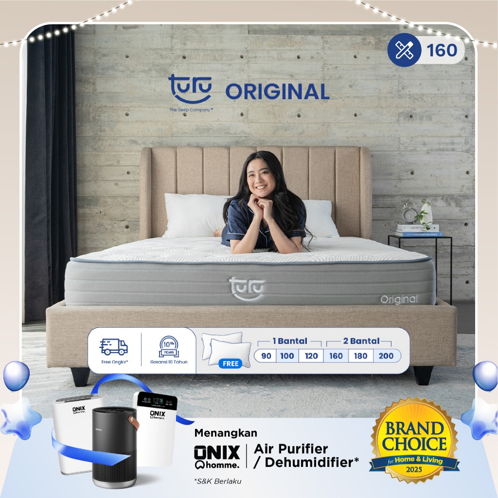 Turu - Kasur Pocket Spring Bed TURU ORIGINAL ukuran 160x200 (Queen Size) Free Bantal